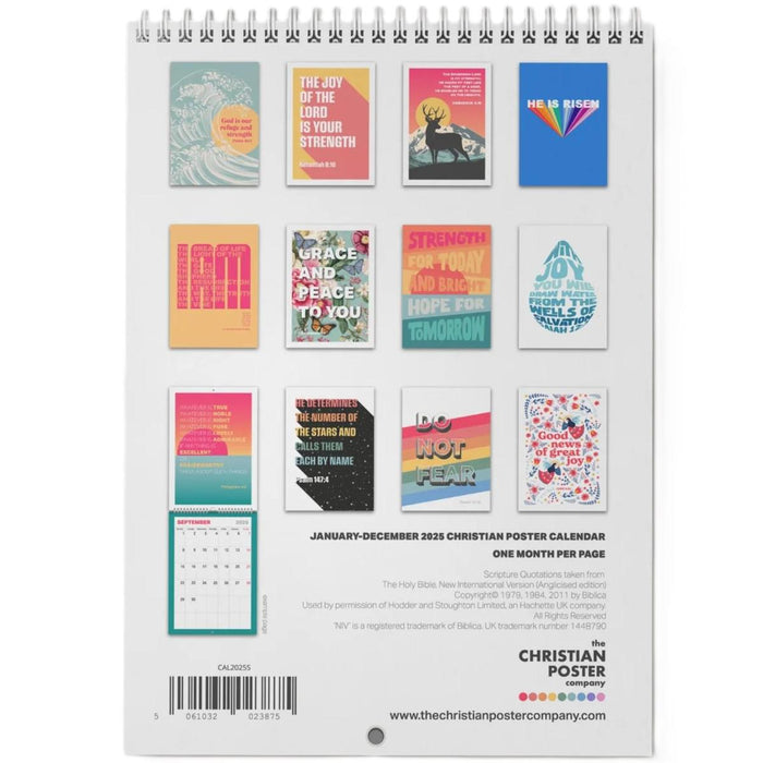 2025 Christian Calendar -  Month Per Page, With Bible Verse For Each Month, A4 Size Closed