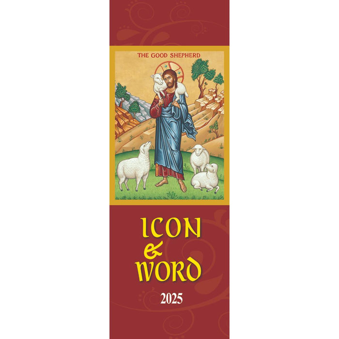 2025 Icon and Word Wall Calendar, Bible Verse on the reverse of each Icon Size 30cm x 10.8cm