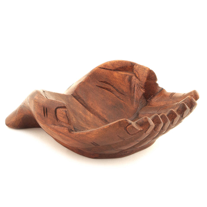 Cupped Praying Hands - Hand Carved From Suar Wood, Made In Indonesia 21cm In Length