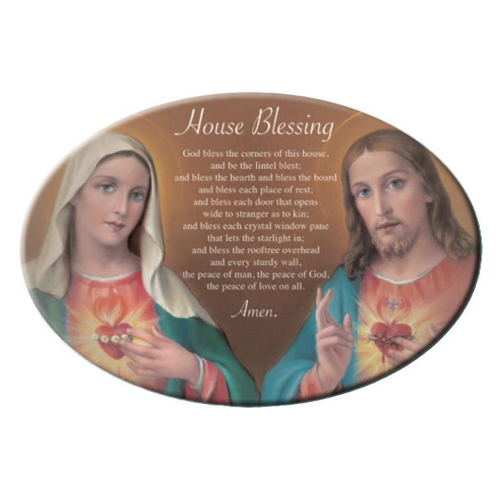 House Blessing, Ceramic Oval Prayer Plaque 23cm / 9 Inches In Length