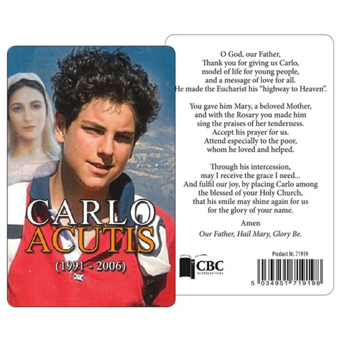 Carlo Acutis 1991 - 2006, Laminated Prayer Card