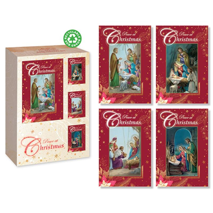 18 Boxed Christmas Cards - 4 Designs, Peace At Christmas