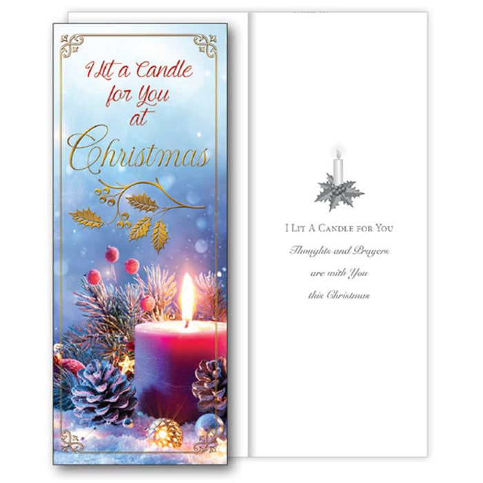 I Lit A Candle For You At Christmas, Winter Candle Light - Single Greetings Card