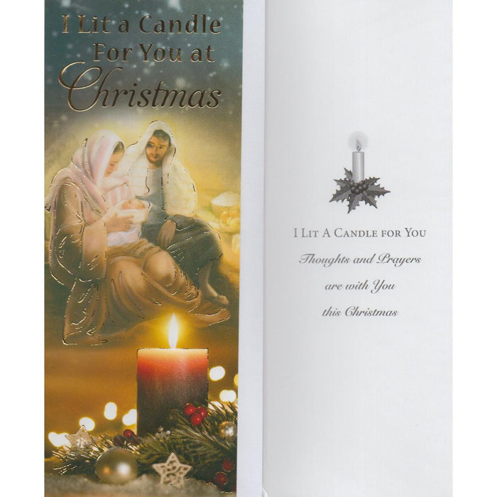 I Lit A Candle For You At Christmas, Holy Family Nativity Design - Single Christmas Card