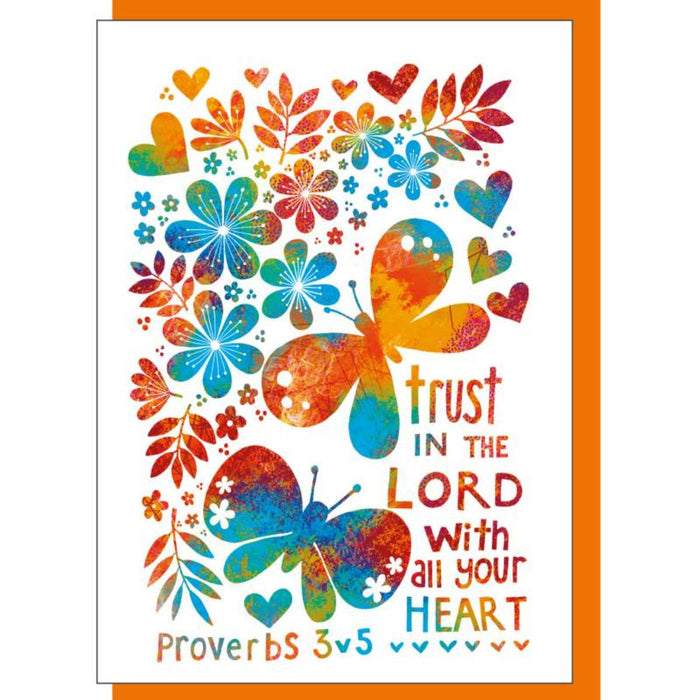 Trust In Lord With All Your Heart, Greetings Card With Bible Verse Proverbs 3:5