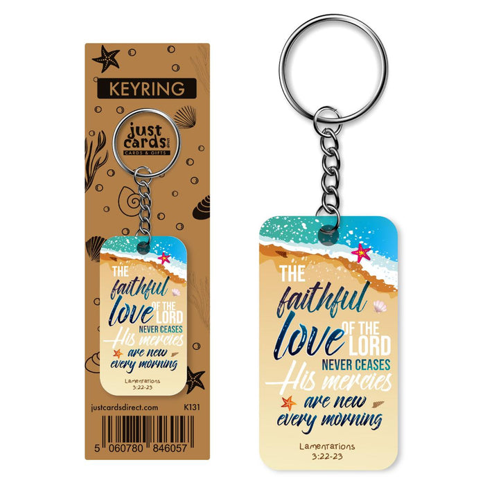 Faithful Love - Wooden Keyring on a Metal Keychain, Bible Verse Printed Both Sides