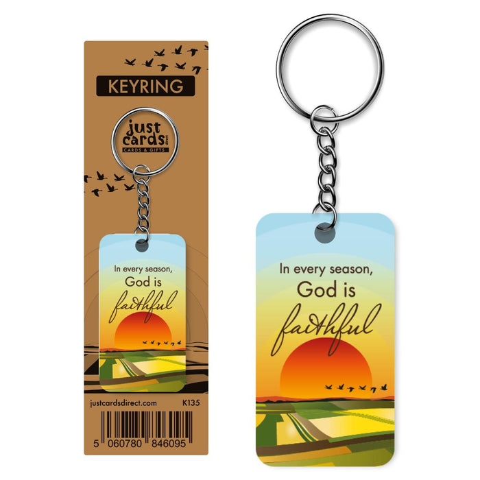 God is Faithful - Wooden Keyring on a Metal Keychain, Printed Both Sides