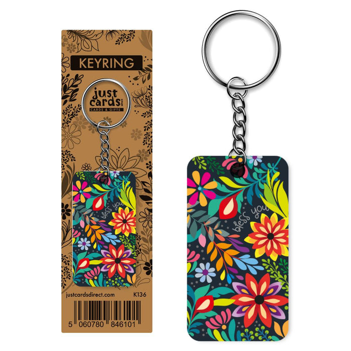 Bless You - Wooden Keyring on a Metal Keychain, Printed Both Sides