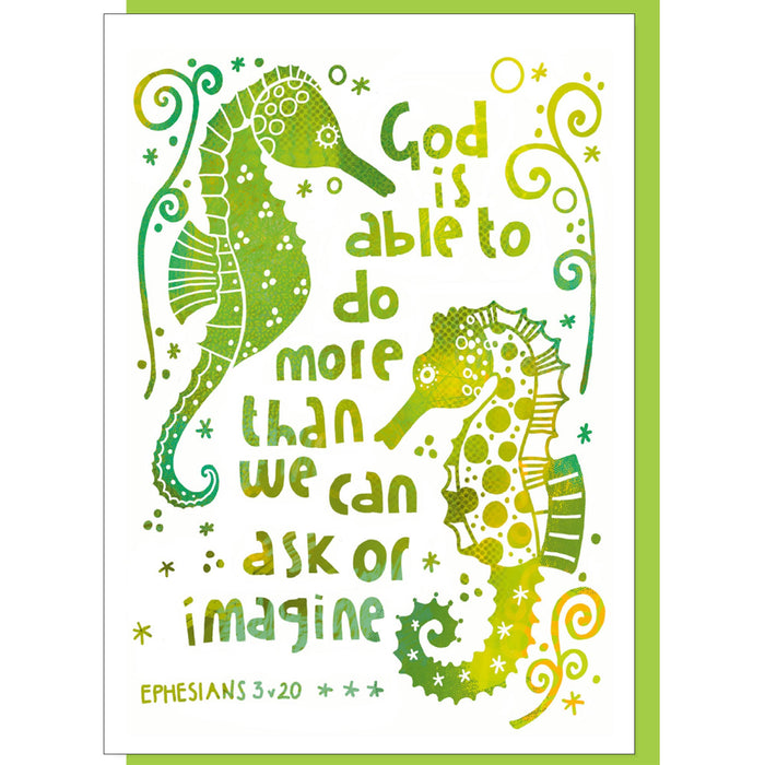 God is able To Do More Than We Can Imagine, Greetings Card With Bible Verse Ephesians 3:20