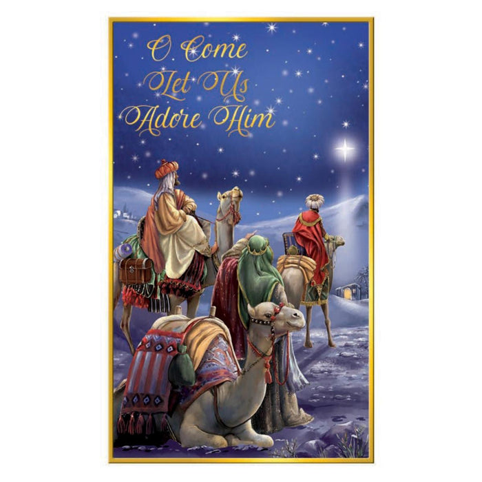 10 Small Christmas Cards - O Come Let Us Adore Him 3 Designs With Gold Foil Highlights, 13.5cm High