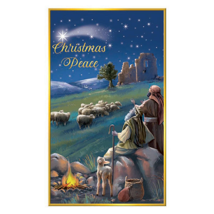 10 Small Christmas Cards - O Come Let Us Adore Him 3 Designs With Gold Foil Highlights, 13.5cm High