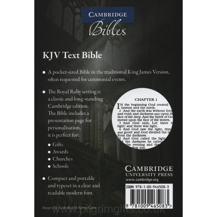 KJV Ruby Text Bible, KJ221:T, Black Hardback Edition, by Cambridge Bibles