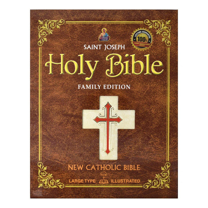 New Catholic Bible Family Edition, Words of Christ In Red - White Padded Imitation Leather, Special Order Only