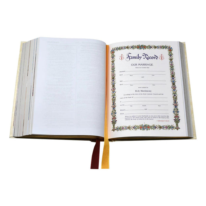 New Catholic Bible Family Edition, Words of Christ In Red - White Padded Imitation Leather, Special Order Only