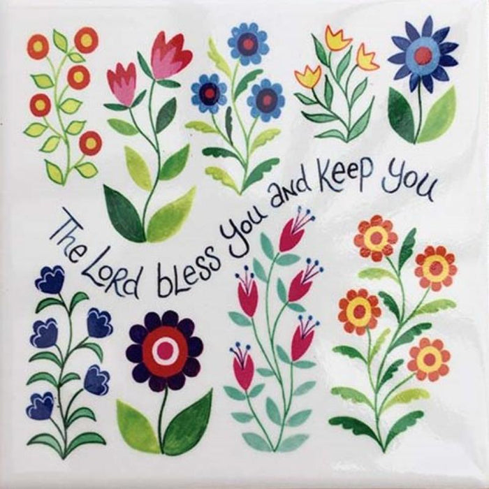 The Lord Bless You and Keep You - Ceramic Coaster With Inspirational Verse, Size 10cm Square