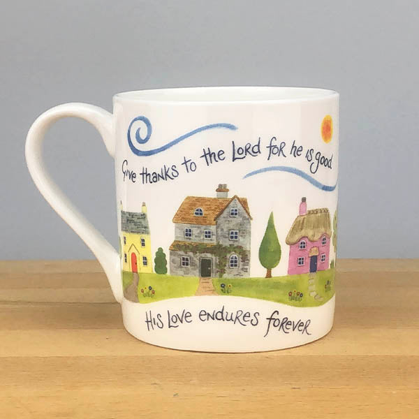 His Love Endures Forever - Fine Bone China Mug With Bible Verses