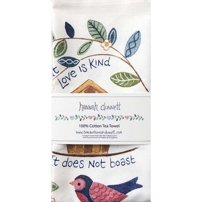 Love Is Patient, Love Is Kind - 100% Cotton Tea Towel With Bible Verse 1 Corinthians 13 - Size 75cm x 47cm