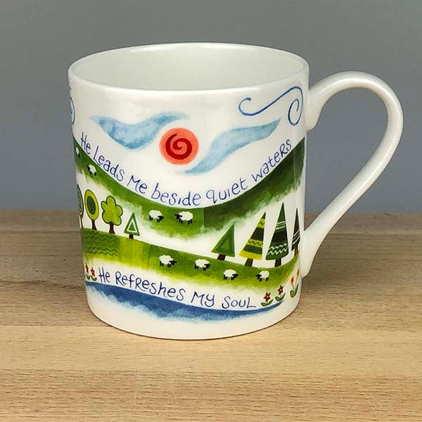 The Lord Is My Shepherd - Fine Bone China Mug With Bible Verse Psalm 23