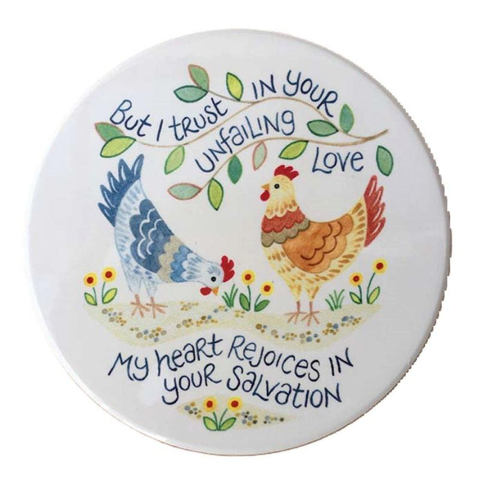 But I Trust In Your Unfailing Love - Ceramic Coaster With Bible Verse - Size 10cm Diameter