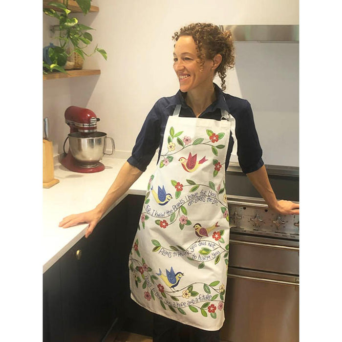 Hope and Future - Luxury Cotton Apron With Adjustable Neck Strap, Bible Verse Jeremiah 29:11