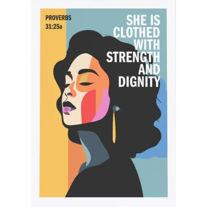 She Is Clothed With Strength And Dignity - Blue/Green Unframed Poster Print, Available In Two Sizes - A4 and A3