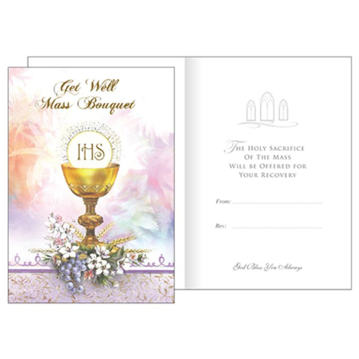 A Get Well Mass Bouquet Greeting Card, Chalice and Host Design