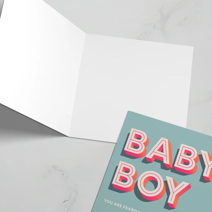 Baby Boy Greeting Card With Bible Verse - From Psalm 139 You Are Fearfully And Wonderfully Made