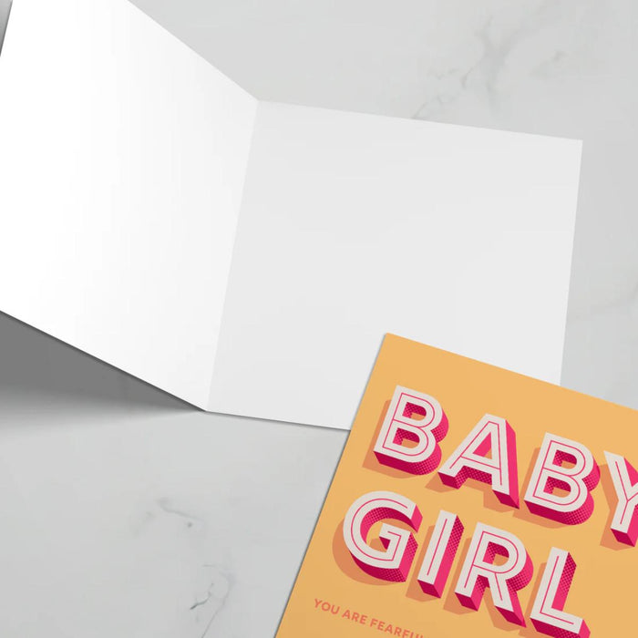 Baby Girl Greeting Card With Bible Verse - From Psalm 139 You Are Fearfully And Wonderfully Made