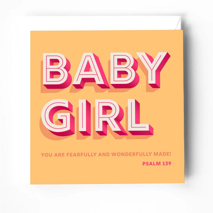 Baby Girl Greeting Card With Bible Verse - From Psalm 139 You Are Fearfully And Wonderfully Made