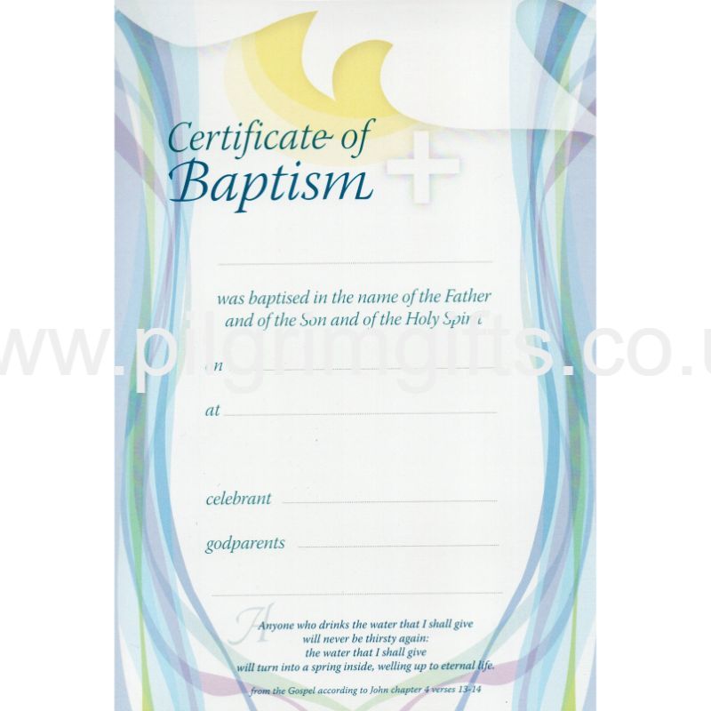 Baptism Certificate - Cross and Flowing Water Design, Available In 2 ...