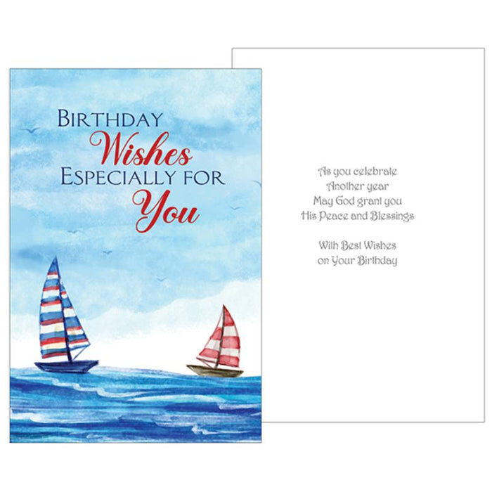 Birthday Wishes Especially For You - Boat Design With Prayer Inside, Birthday Greetings Card