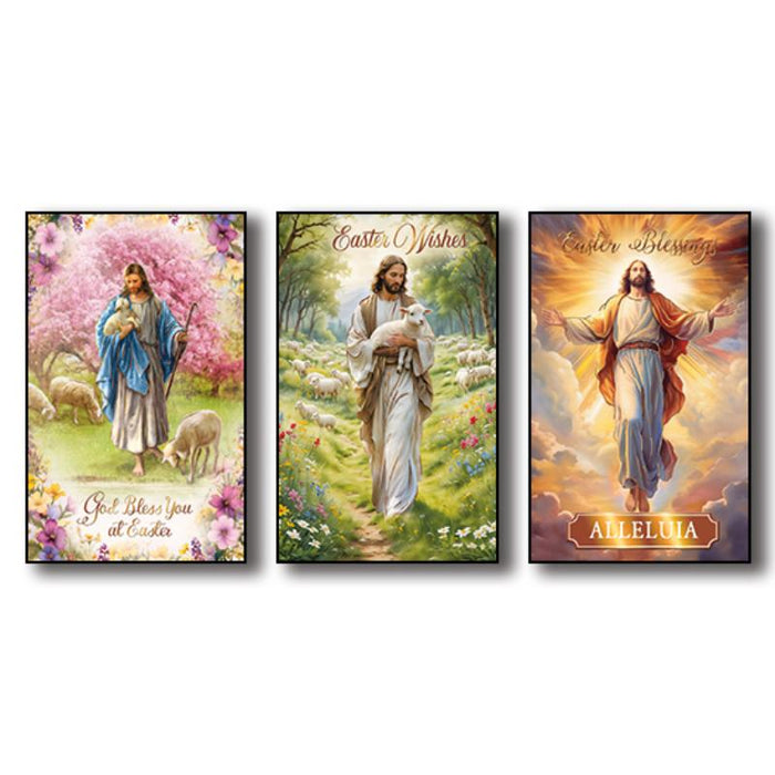 Christ - Easter Blessings, Pack of 12 Easter Greetings Cards With 3 Different Designs