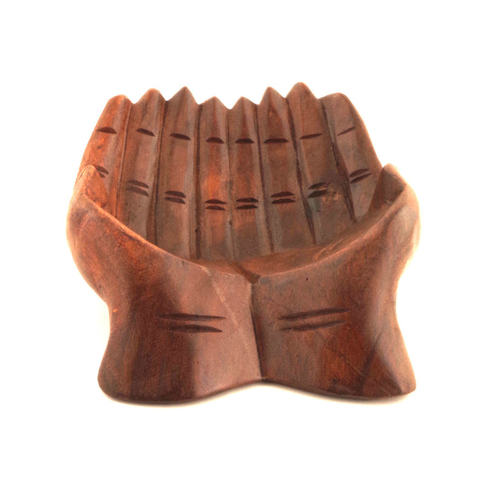 Cupped Praying Hands - Hand Carved From Suar Wood, Made In Indonesia 21cm In Length