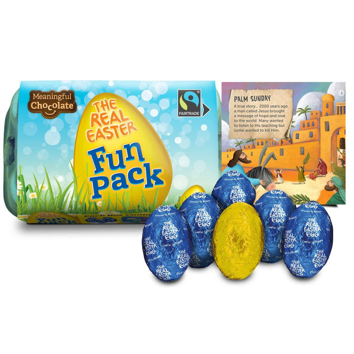 Fun Pack 2025 Edition - Real Easter Eggs, 6 x 20g Fairtrade Chocolate Eggs, by The Meaningful Chocolate Company