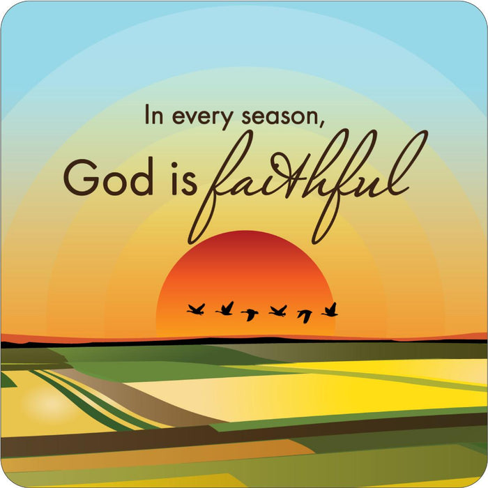 God is Faithful, Coaster With Bible Verse - Size 9.5cm / 3.75 Inches Square