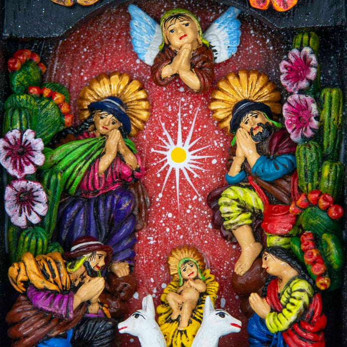 Hand Made and Painted Arched Nativity Retablo, 17cm / 6.75 Inches High