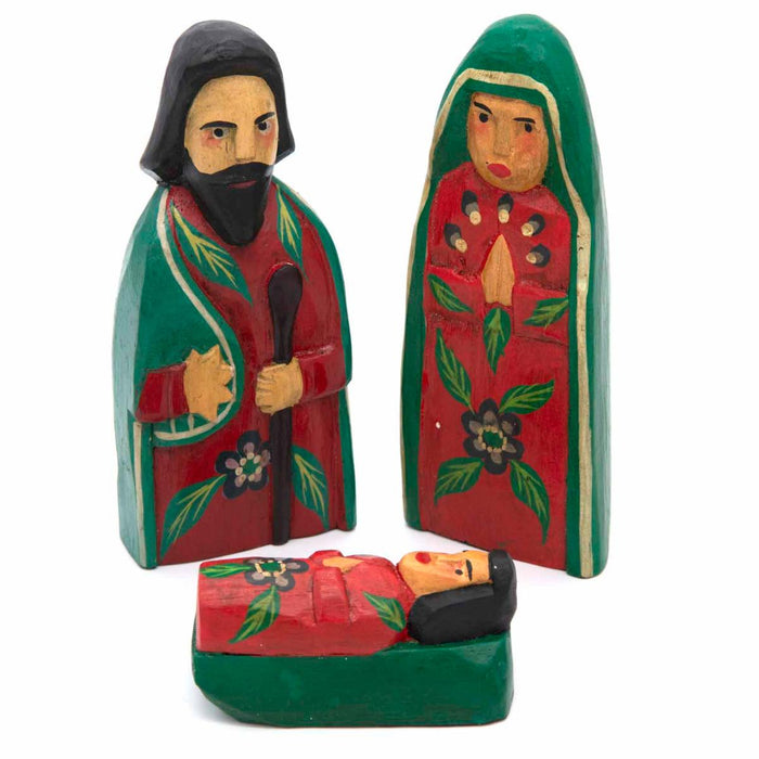 Holy Family Nativity Figures - Indonesian Fairtrade Hand carved Wooden Figurines 15cm / 6 Inches High