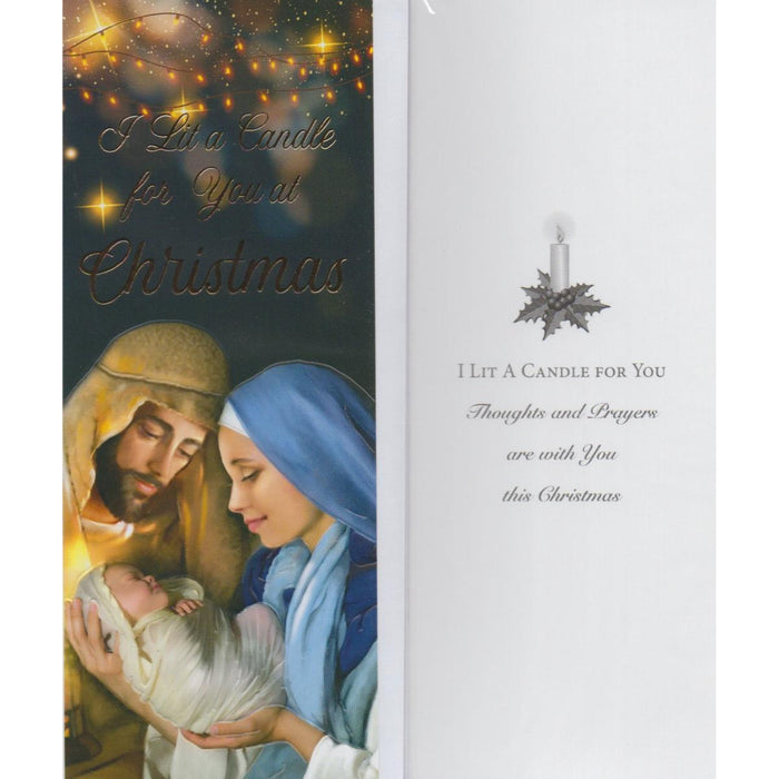 I Lit A Candle For You At Christmas, Jesus Mary and Joseph Design - Single Greetings Card