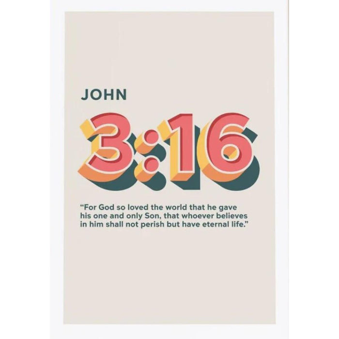 John 3 verse 16 - Beige A4 Sized Unframed Poster Print