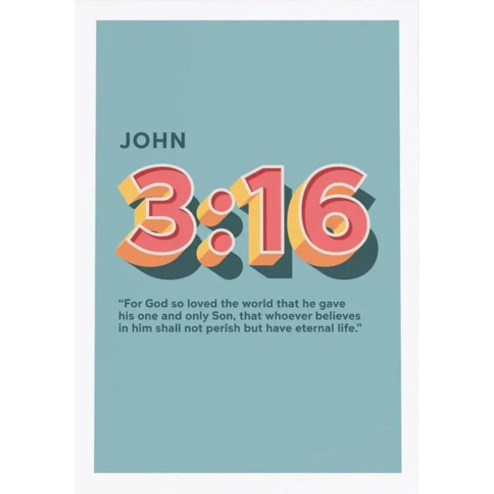 John 3 verse 16 - Blue Unframed Poster Print Available In Two Sizes - A4 and A3