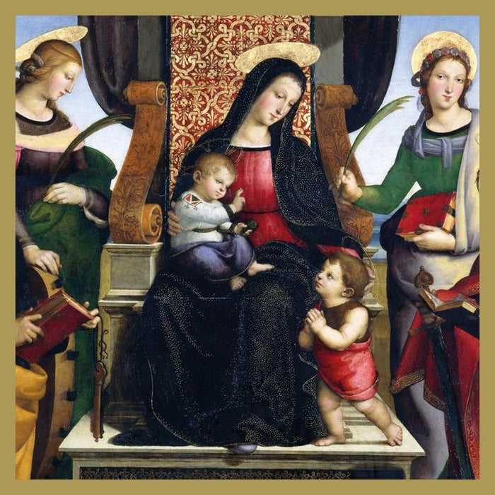 Madonna and Child Enthroned with Saints - Christmas Masterpieces Pack of 8 Large Square Cards Christmas Cards