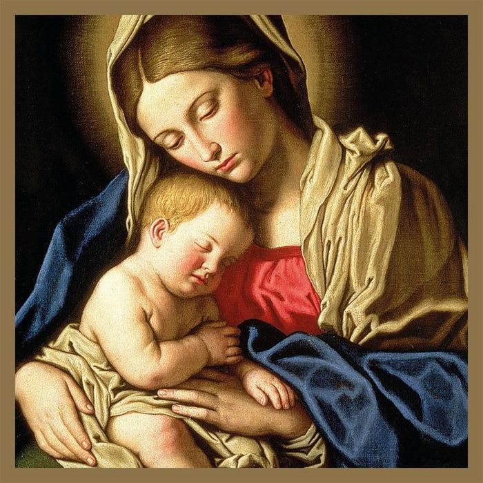 Madonna and Sleeping Child, by Sassoferrato - Christmas Masterpieces Pack of 5 Large Square Cards Christmas Cards