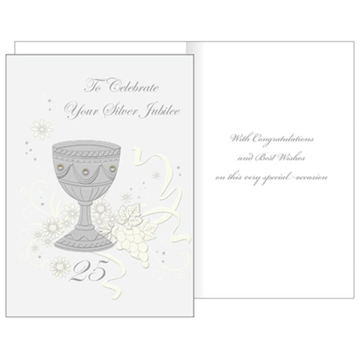 Silver Jubilee 25 Years Anniversary Of Ordination Greetings Card, With Imitation Pearls