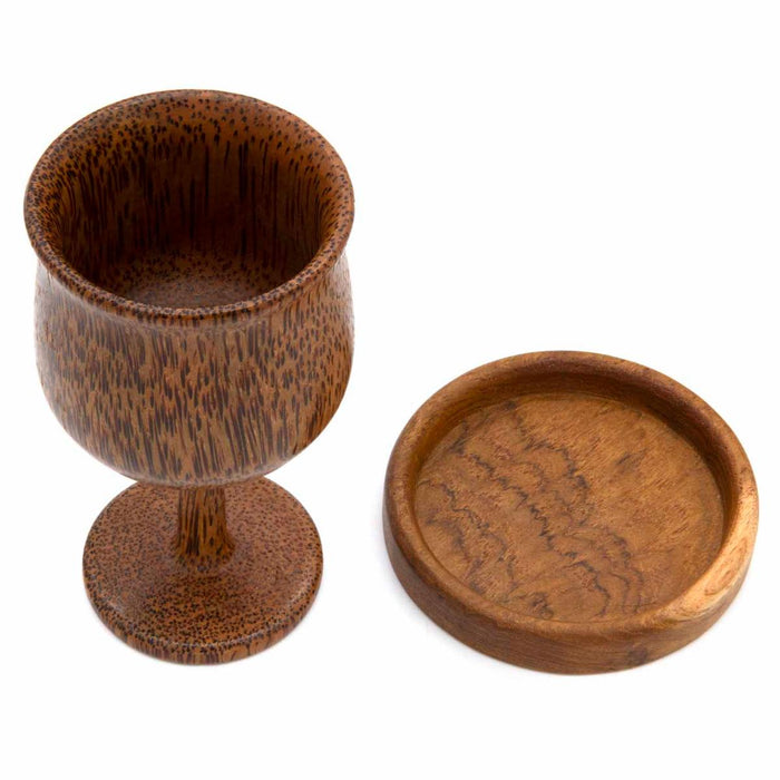 Small Wooden Chalice and Paten - Hand Made From Coconut Wood, Made In Indonesia cm High