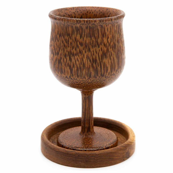 Small Wooden Chalice and Paten - Hand Made From Coconut Wood, Made In Indonesia cm High