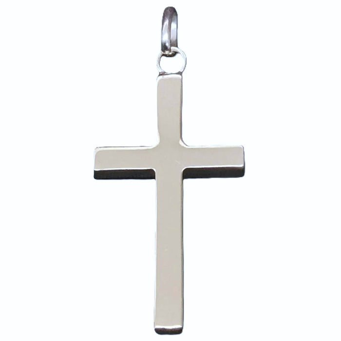 Sterling Silver Cross Pendant 35mm High Thick Cast