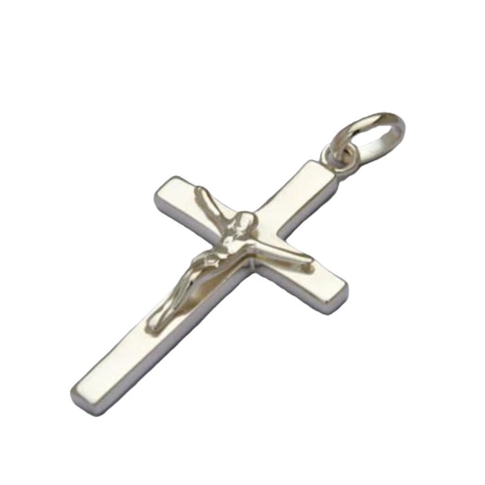 Sterling Silver Crucifix - Heavy Thick Quality Casting, With Large Jump Ring, 42mm In Length