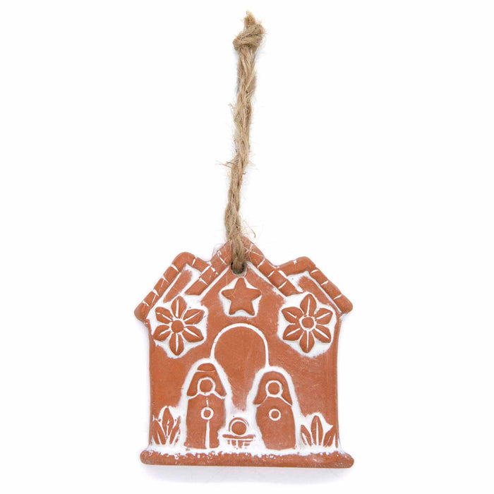 Terracotta Holy Family Nativity Scene - Christmas Tree Decoration, Church Design 7cm High