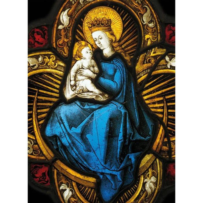 Virgin and Child, Stained Glass Panel - Pack of 8 Christmas Cards