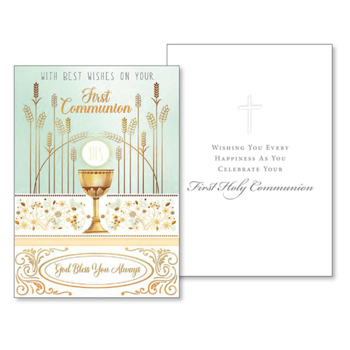 With Best Wishes On Your First Communion - God Bless You Always Greeting Card